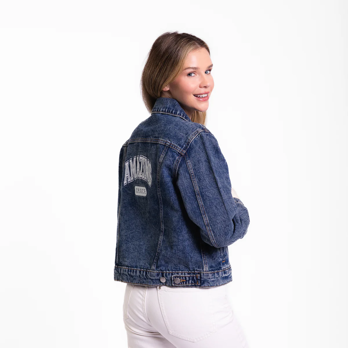 Vintage Washed Amazing Grace Denim Jacket - Image 4