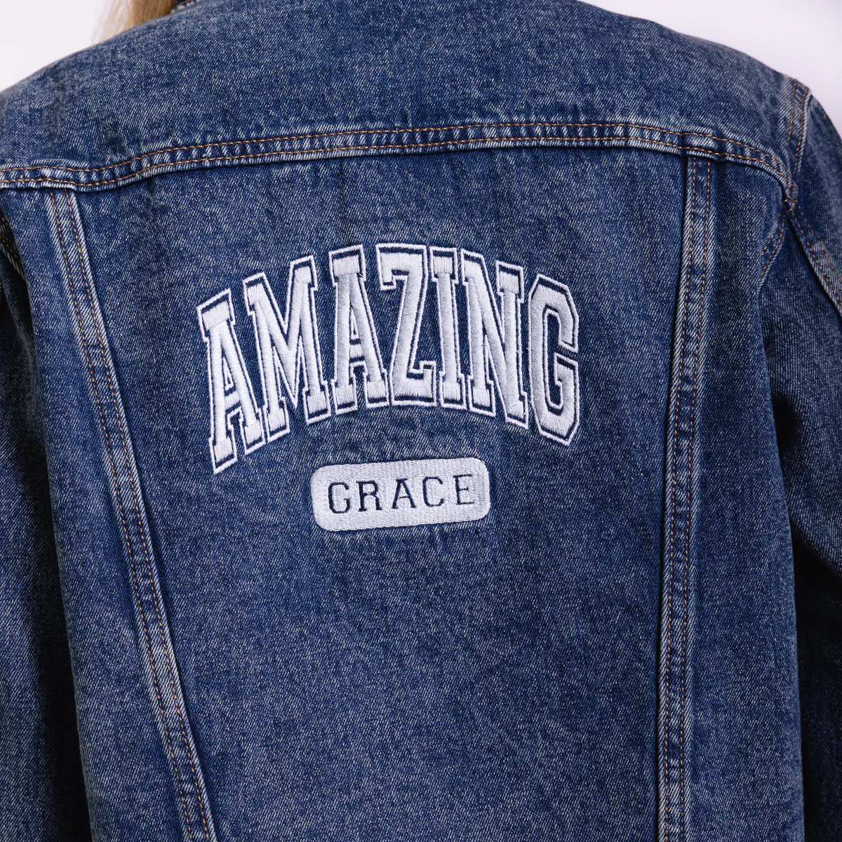 Vintage Washed Amazing Grace Denim Jacket - Image 5