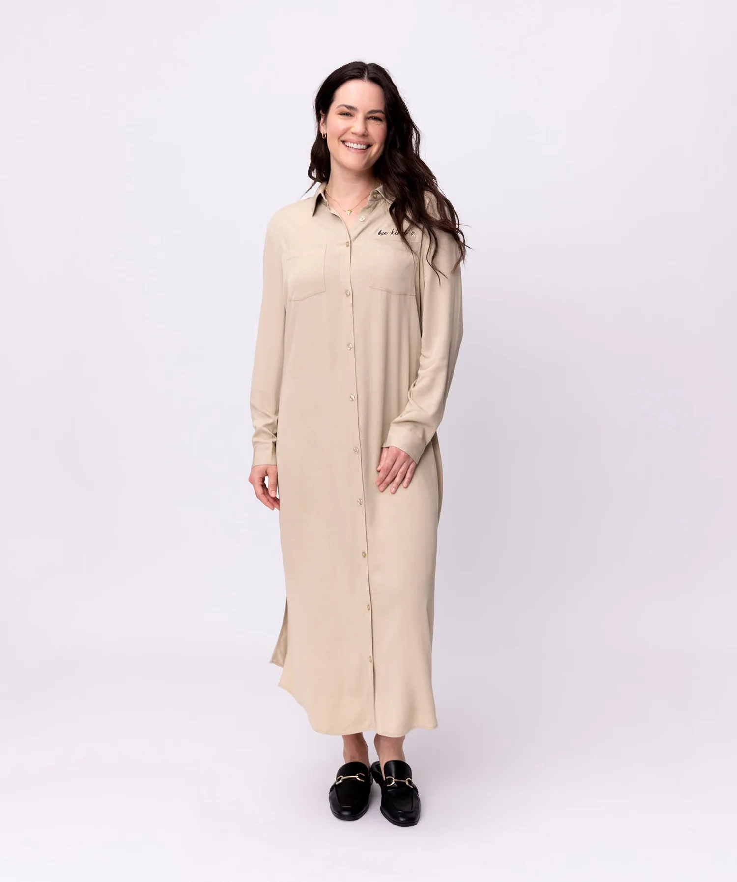 Bee Kind Long Sleeve Midi Shirt Dress - Image 6