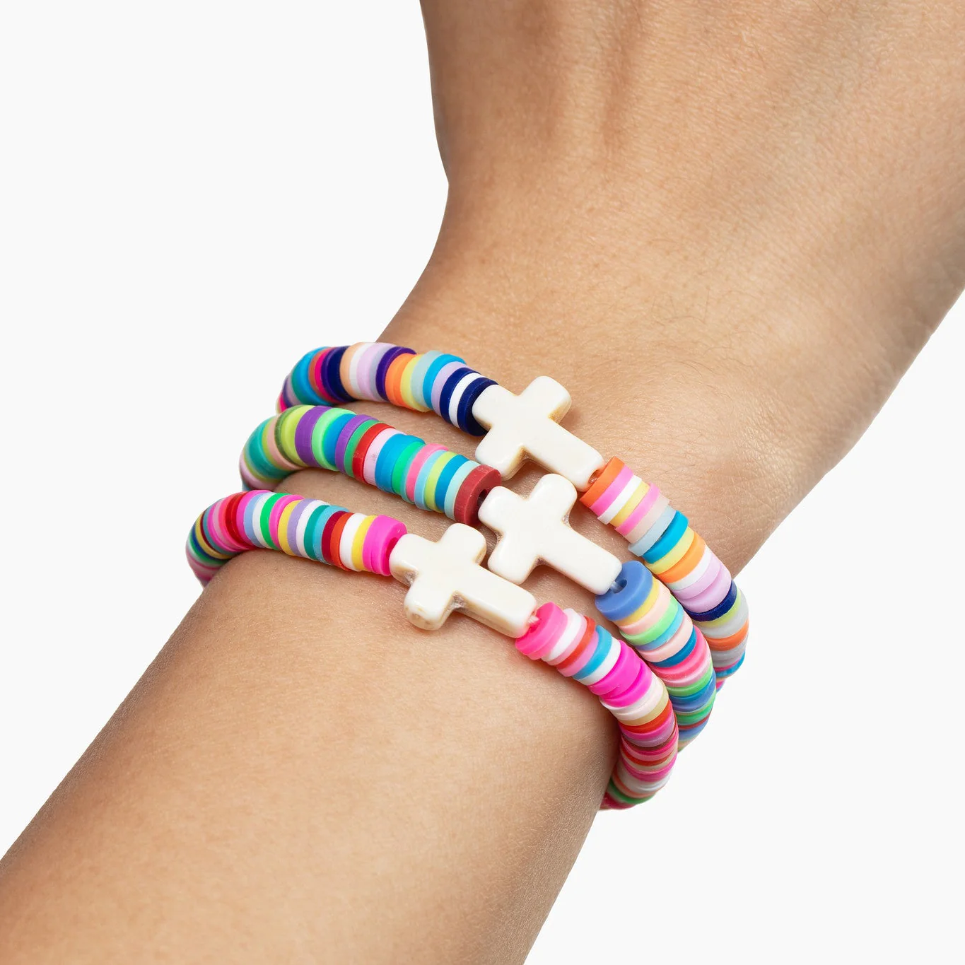 Cross Bead Pink Bracelet - Image 3