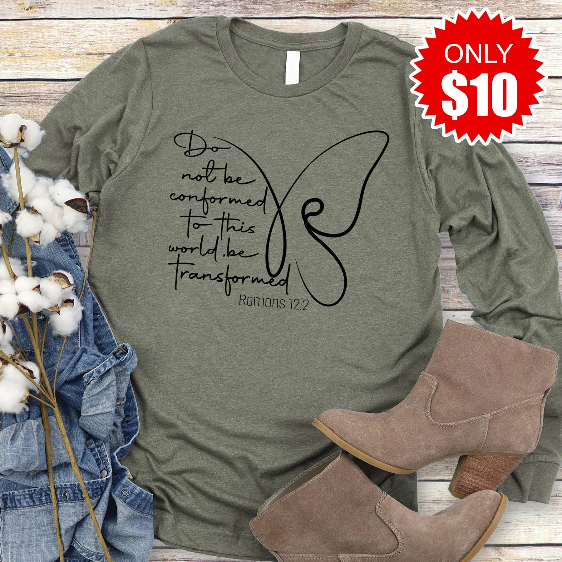 Do Not Be Long Sleeve - Heather Olive - 10