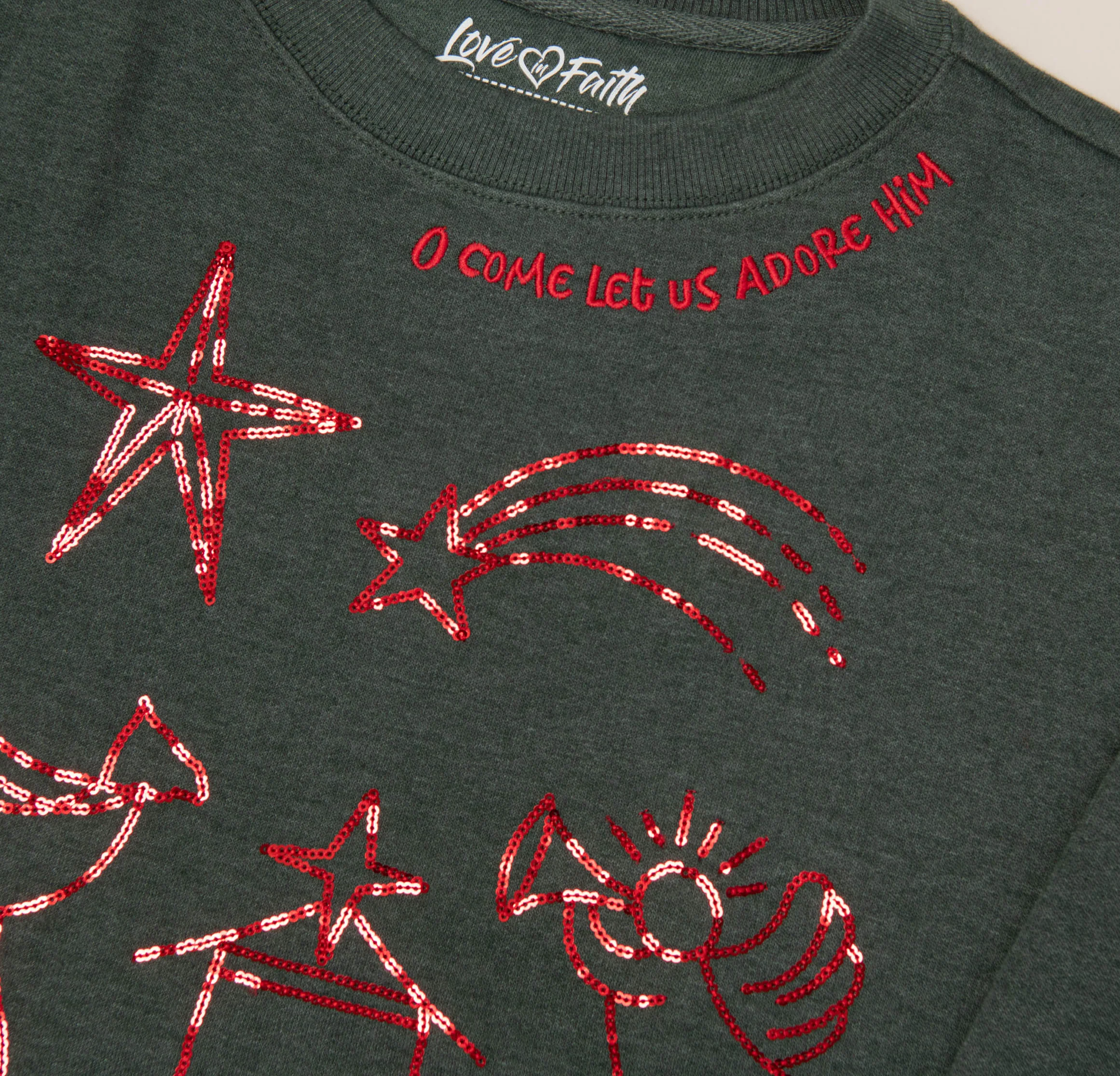 Embellished O come Let Us Adore Him Sweatshirt - 24 - Image 2