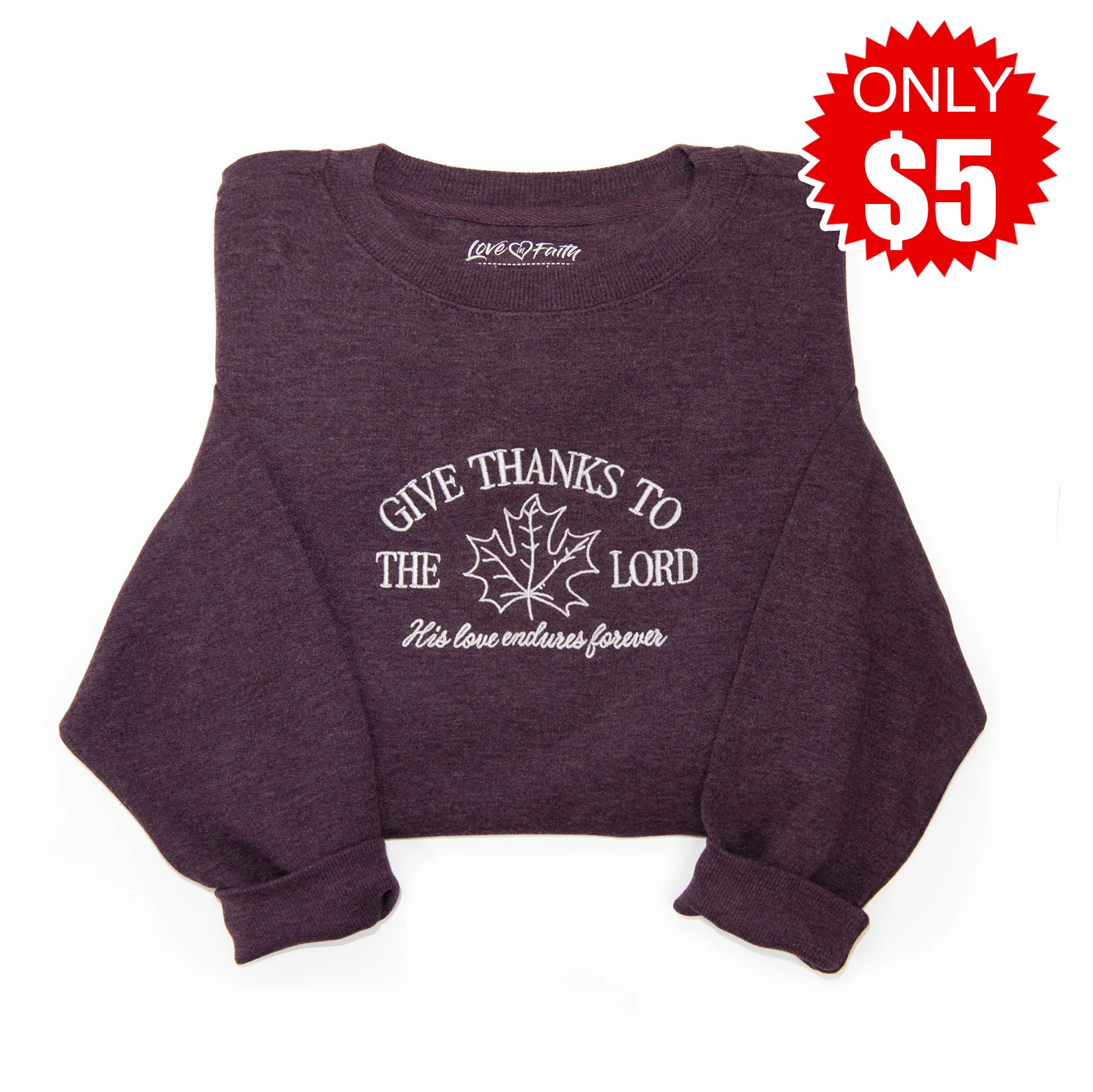 Embroidered Give Thanks Sweatshirt - 5