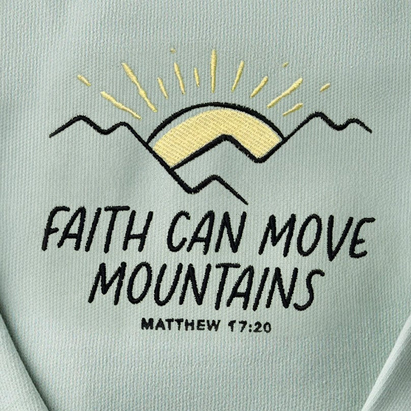 Faith Can Move Mountains Embroidered Crewneck Sweatshirt - Image 2