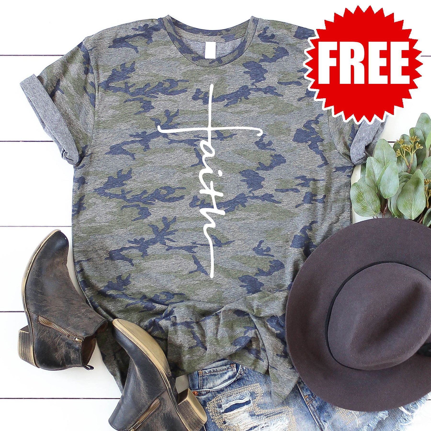 Faith Cross Tee - 0