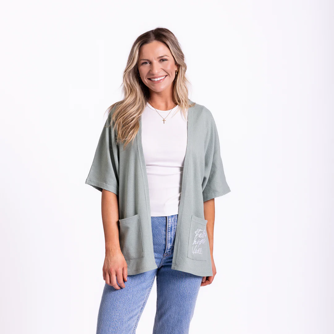 Faith Hope Love Waffle Knit Kimono - Image 3