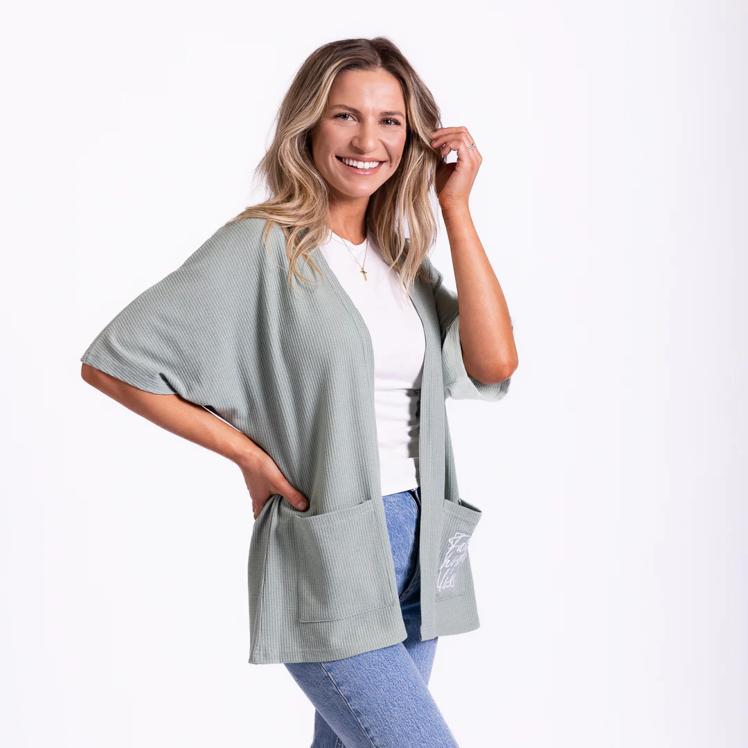 Faith Hope Love Waffle Knit Kimono - Image 4