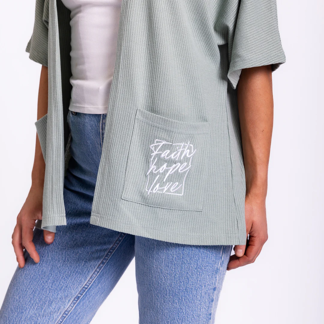 Faith Hope Love Waffle Knit Kimono - Image 5