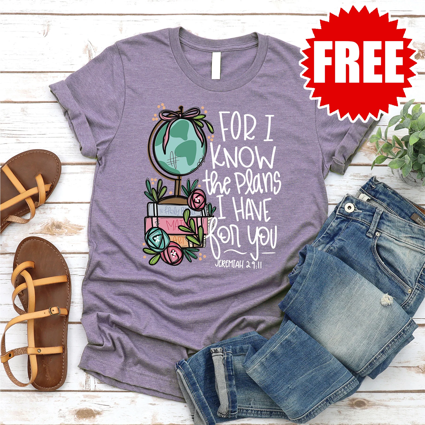 For I Know the Plans Tee - Heather Deep Purple - 0