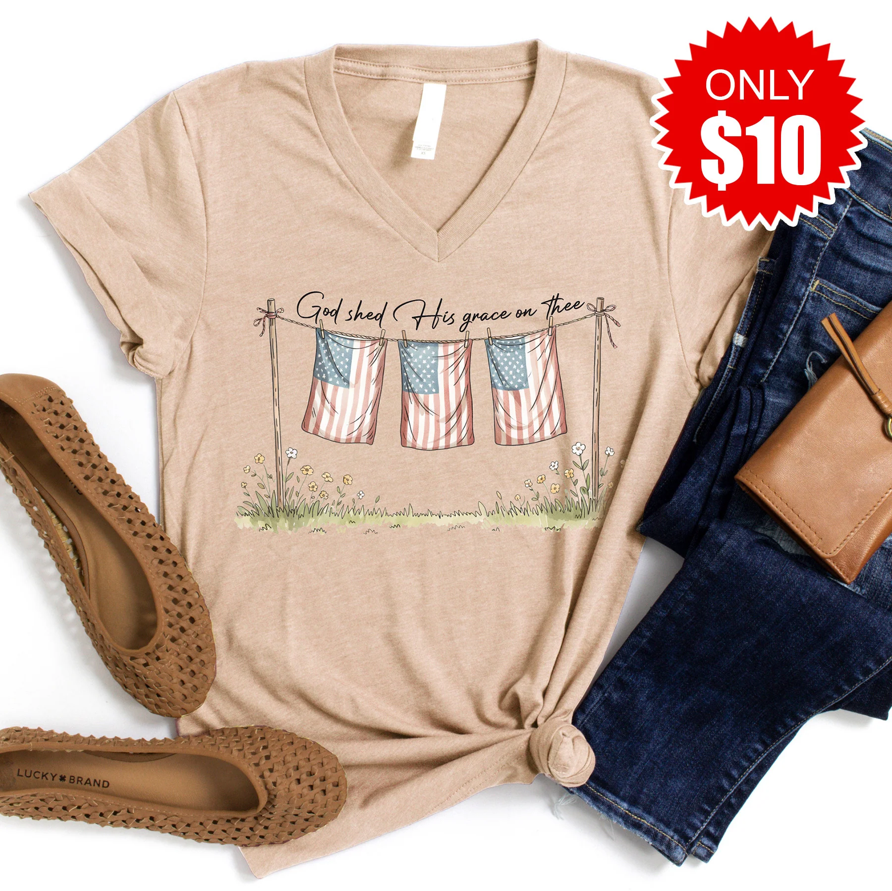 God Shed His Grace V-Neck - 10 - Image 2