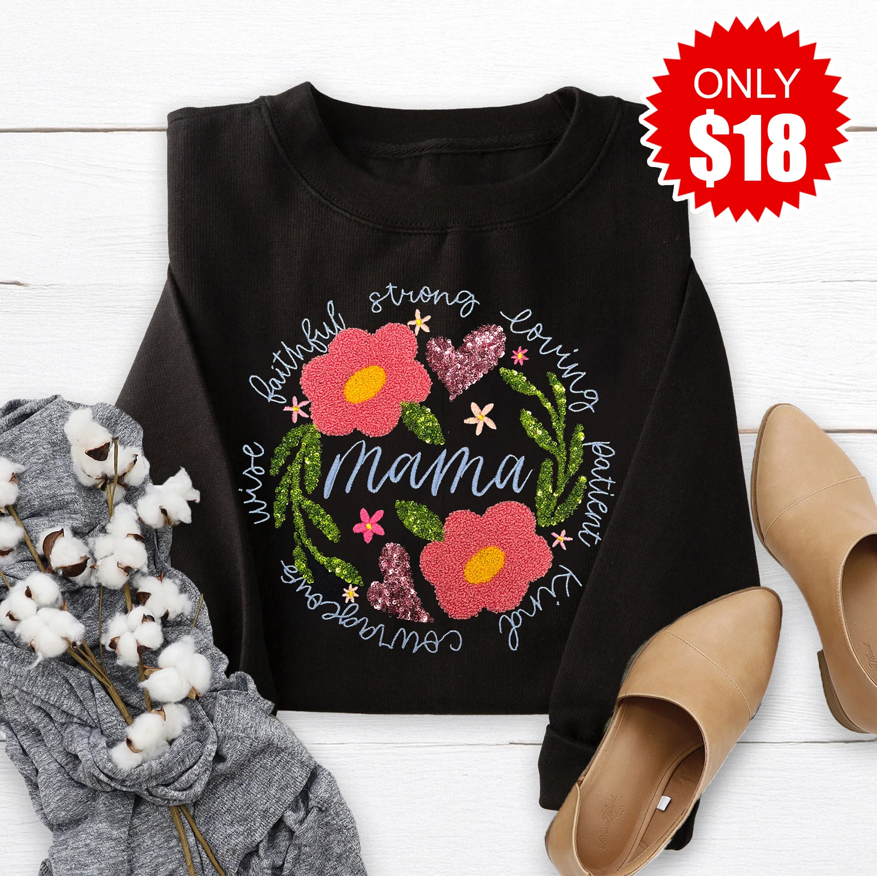 Mama Embellished Crewneck Sweatshirt - 18