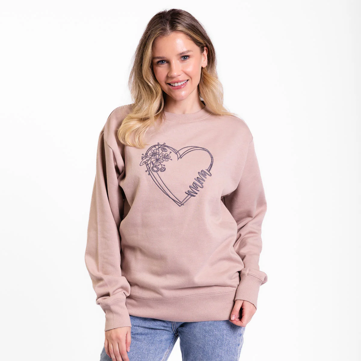 Mama Heart Embroidered Crewneck Sweatshirt - Image 2