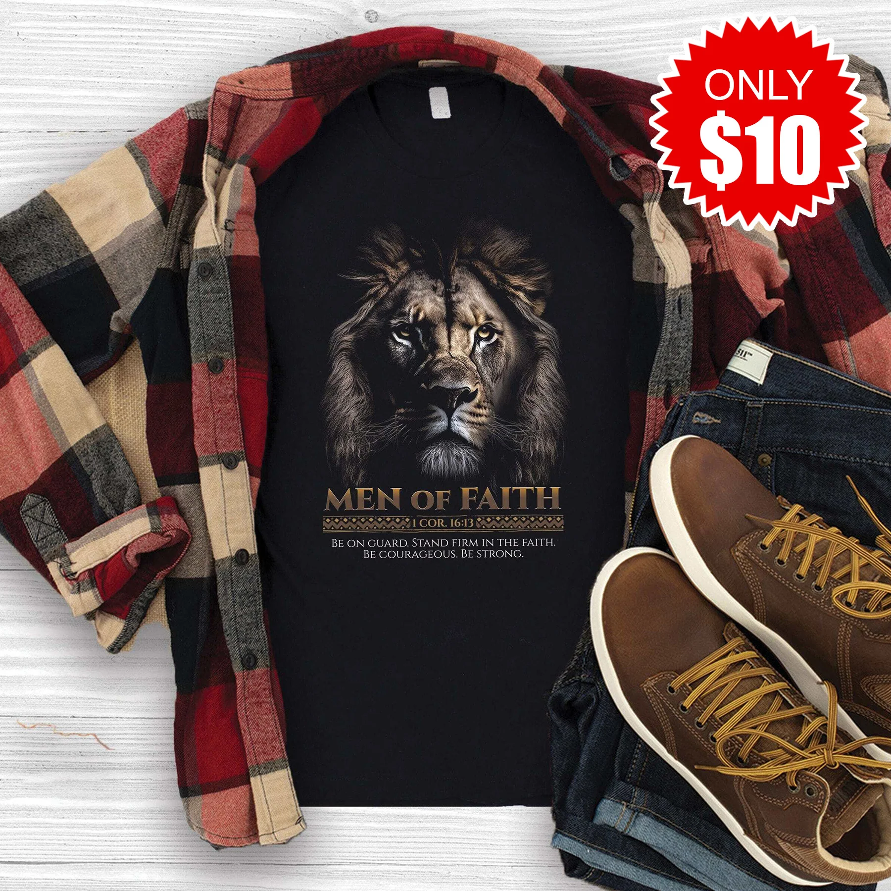 Men of Faith Lion Men's Tee - 10