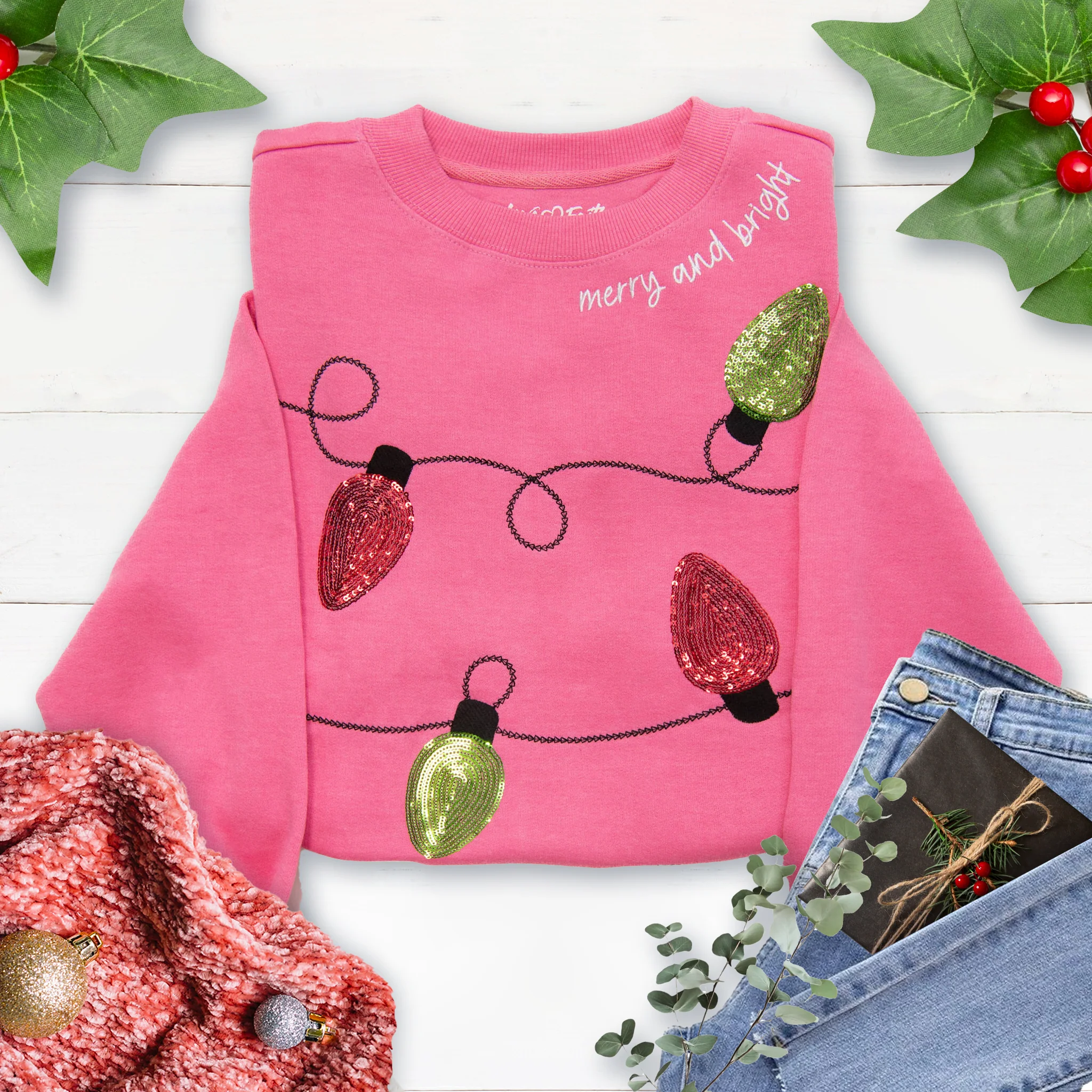 Embellished Merry and Bright Sweatshirt - Image 3