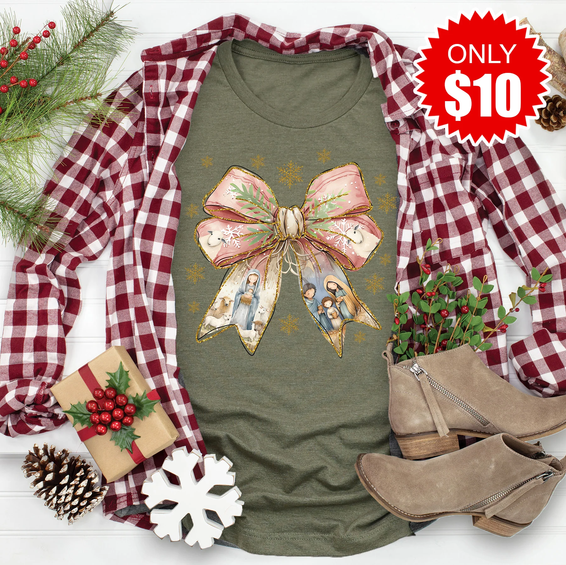 Nativity Bow Tee - 10