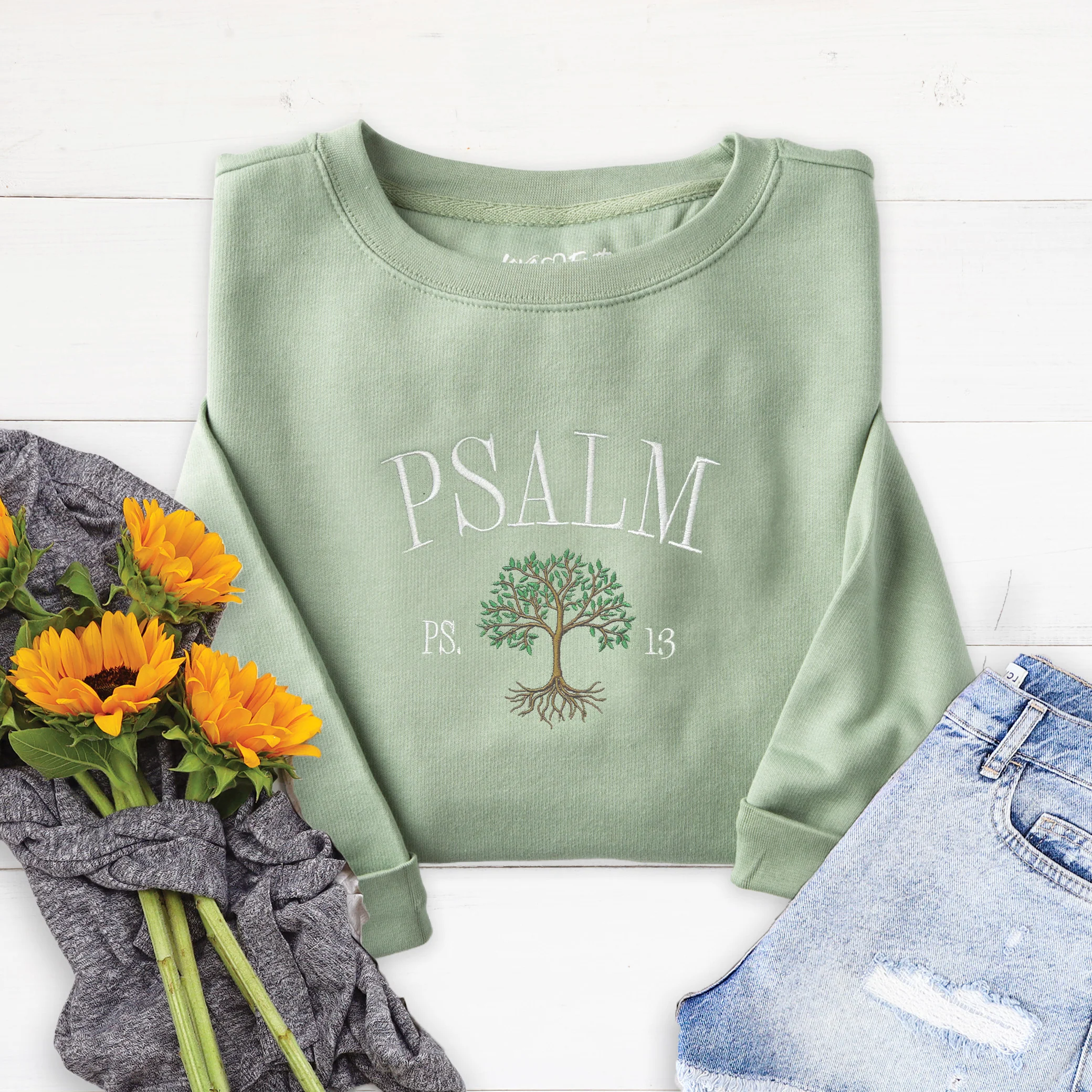 Psalm 1:3 Embroidered Crewneck Sweatshirt