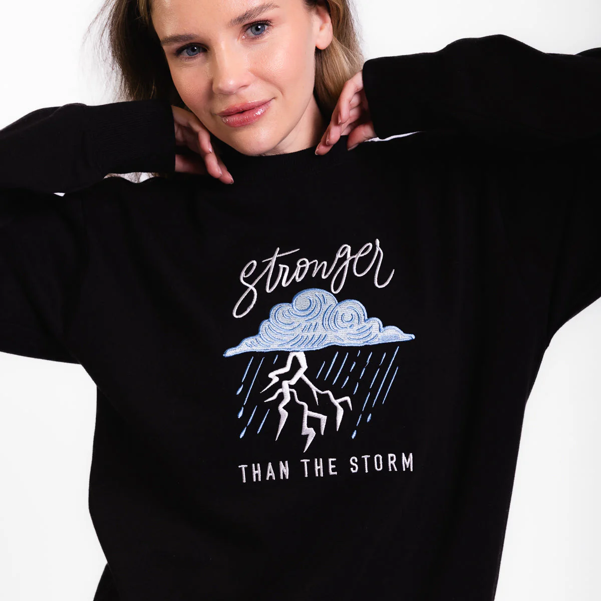 Stronger Cloud Embroidered Crewneck Sweatshirt - Image 2