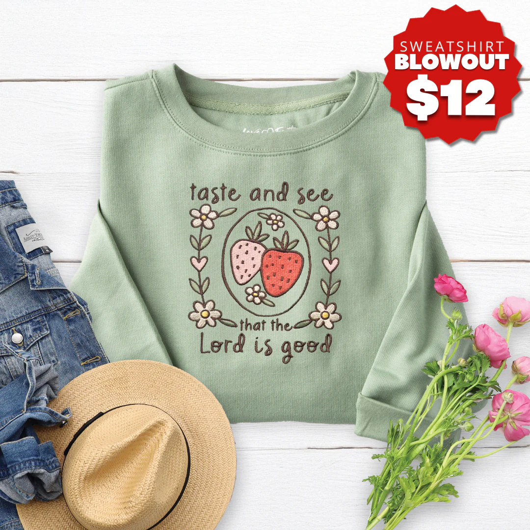 Taste and See Embroidered Crewneck Sweatshirt