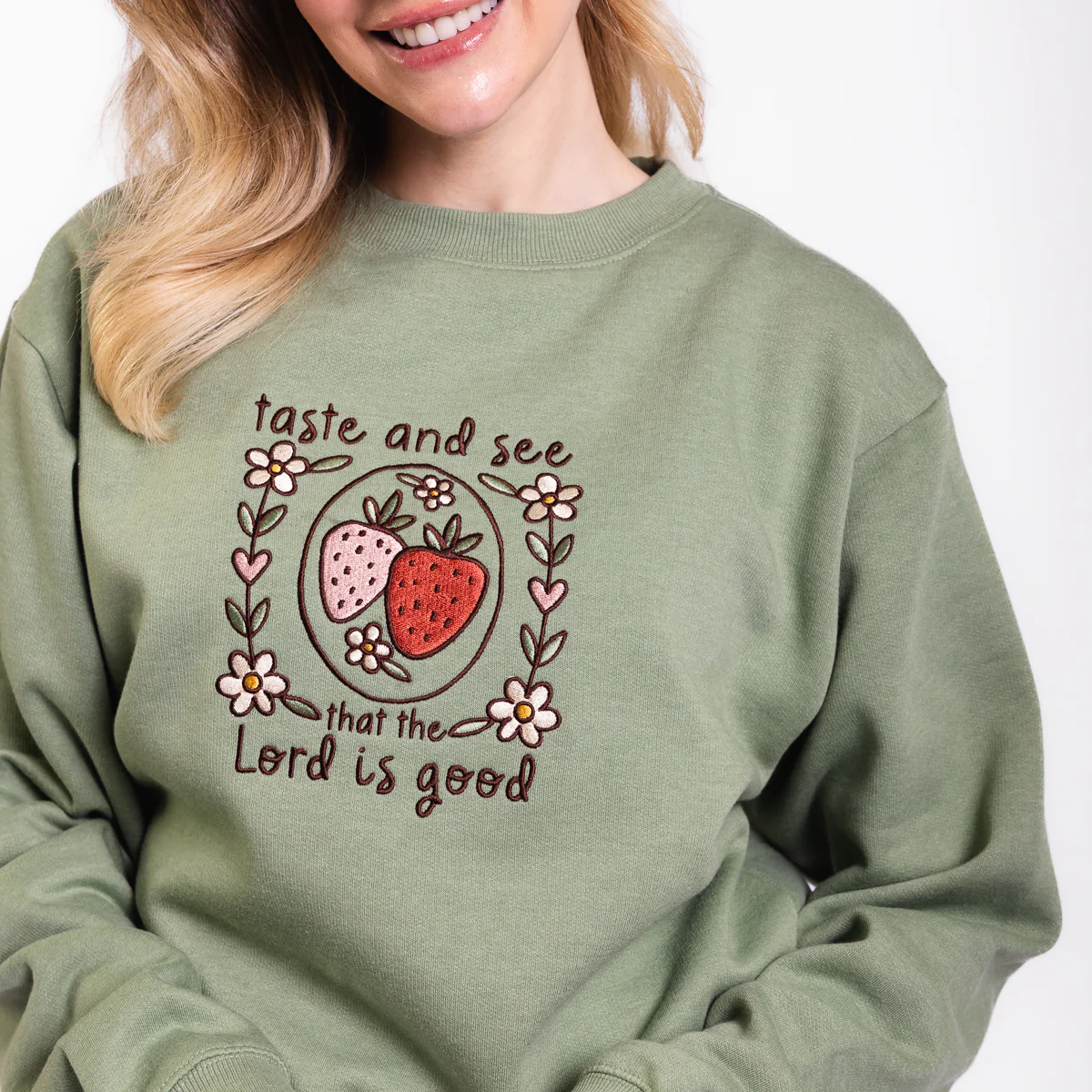 Taste and See Embroidered Crewneck Sweatshirt - Image 3