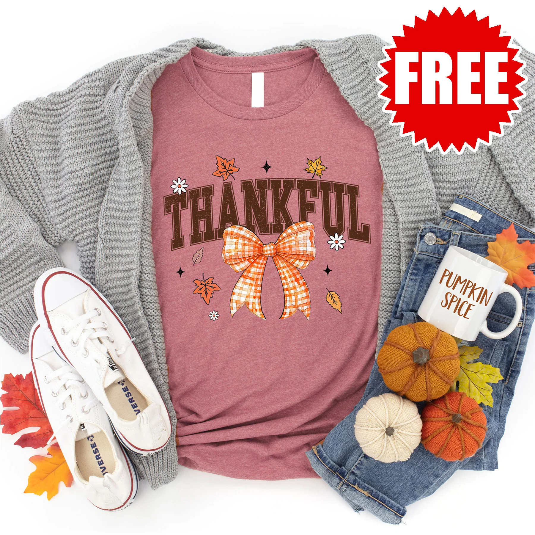Thankful Bow Tee - 0