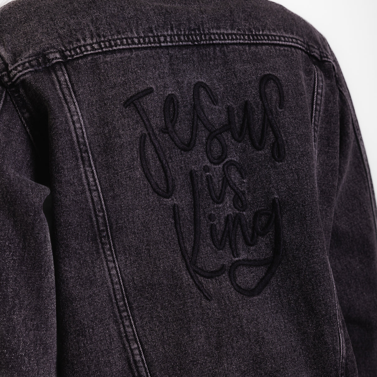 Vintage Washed Jesus is King Denim Jacket - Image 4