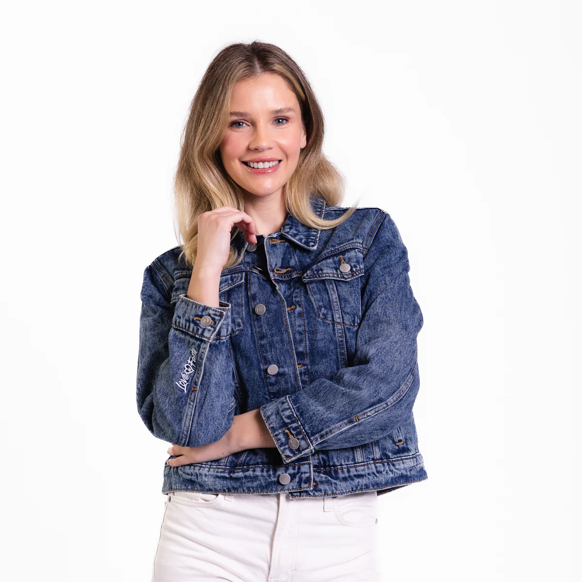 Vintage Washed Stronger Than The Storm Denim Jacket - Image 5