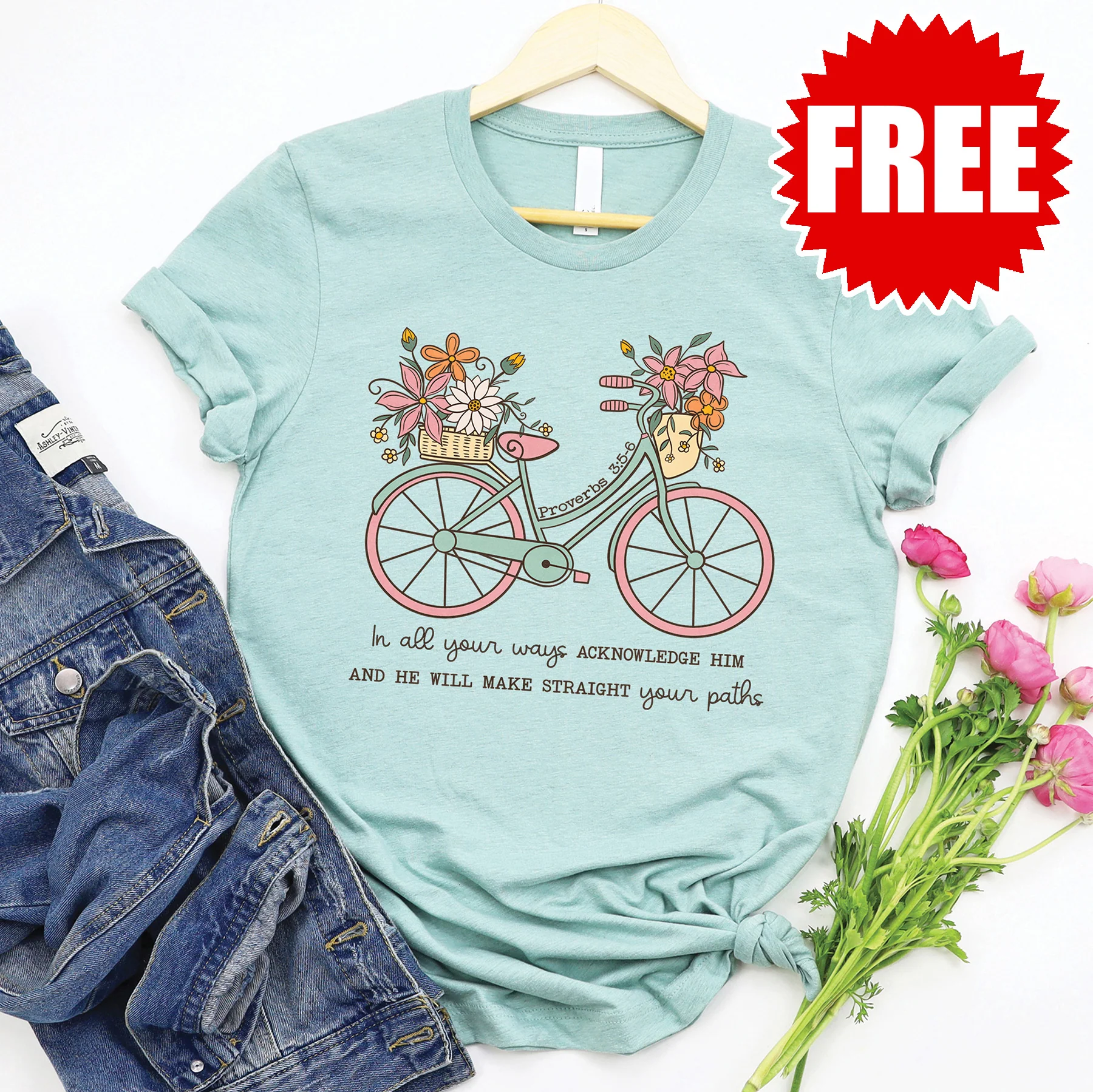 Walk By Faith Tee - Heather Dusty Blue - 0